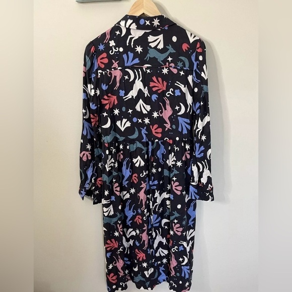 Anorak Love Print Love Planet Midi Animal Print Button Up Dress Size 10 - Picture 3 of 12